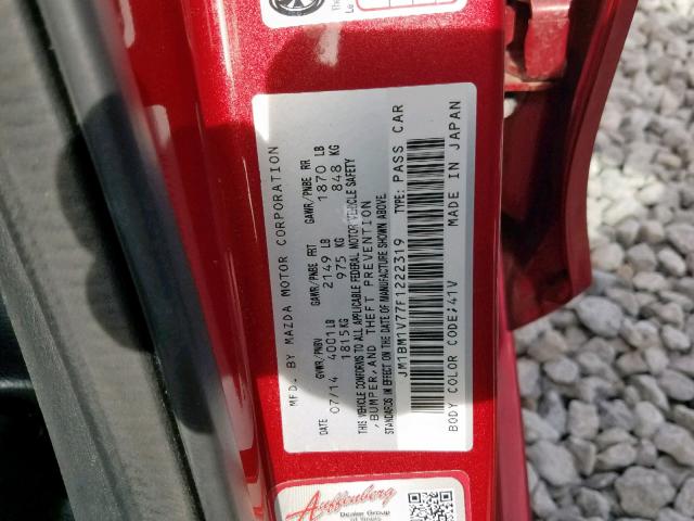 JM1BM1V77F1222319 - 2015 MAZDA 3 TOURING RED photo 10