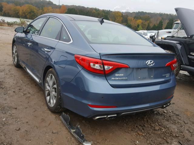 5NPE34AB1FH145628 - 2015 HYUNDAI SONATA SPO BLUE photo 3