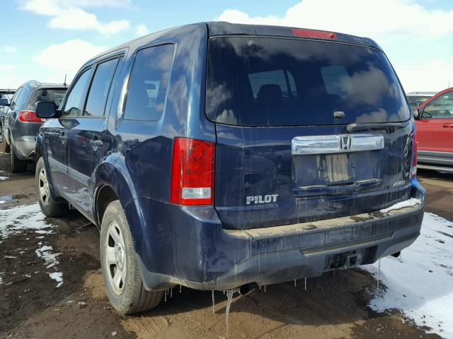 5FNYF4H29CB026293 - 2012 HONDA PILOT LX BLUE photo 3