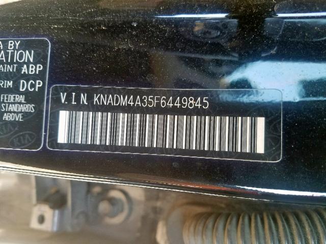 KNADM4A35F6449845 - 2015 KIA RIO LX BLACK photo 10