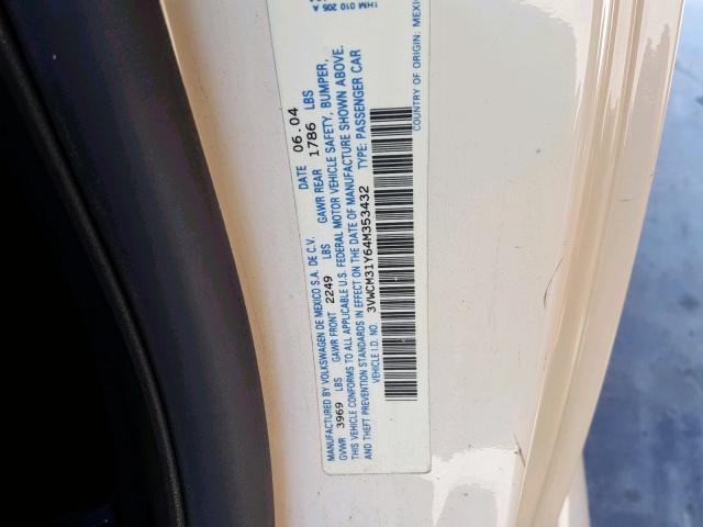 3VWCM31Y64M353432 - 2004 VOLKSWAGEN NEW BEETLE კრემისფერი ფოტო 10