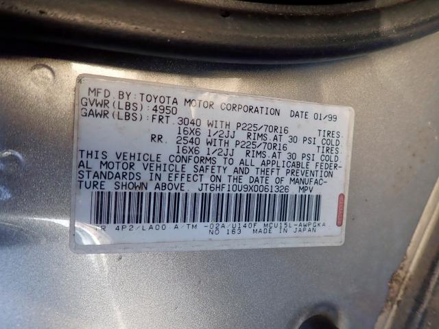 JT6HF10U9X0061326 - 1999 LEXUS RX 300 GOLD photo 10