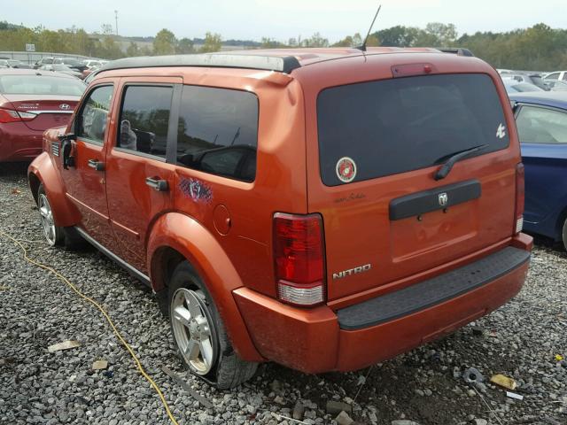 1D8GT28K47W724273 - 2007 DODGE NITRO SXT ORANGE photo 3