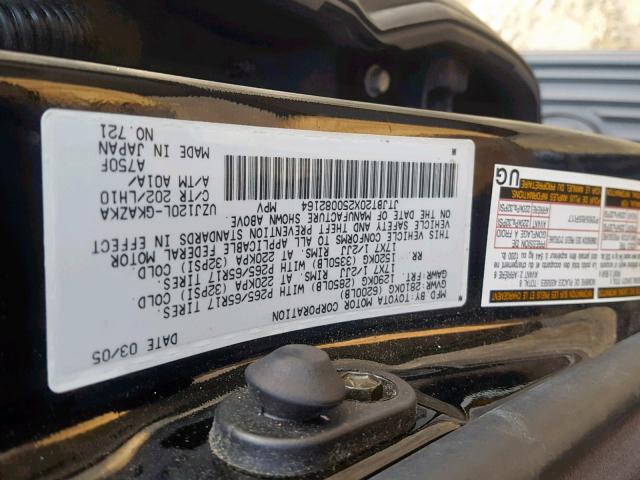 JTJBT20X250082164 - 2005 LEXUS GX 470 BLACK photo 10