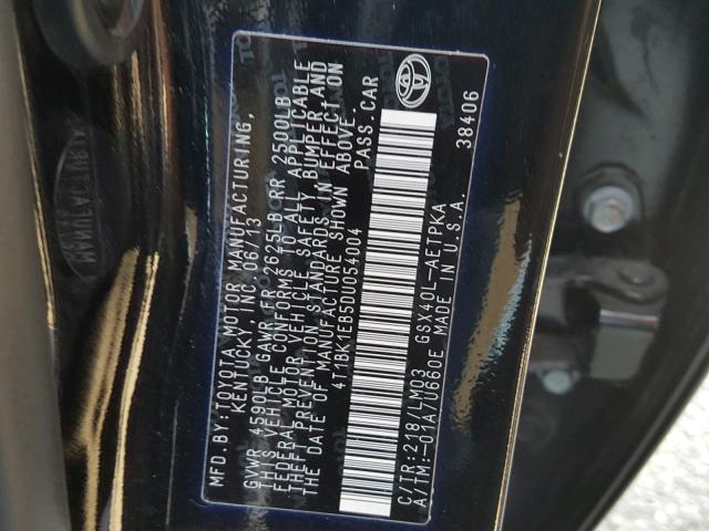 4T1BK1EB5DU054004 - 2013 TOYOTA AVALON BAS BLACK photo 10