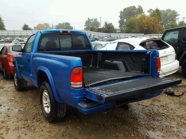 1B7GG26N61S136583 - 2001 DODGE DAKOTA BLUE photo 3