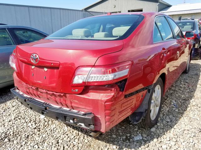 4T4BF3EK6BR204656 - 2011 TOYOTA CAMRY BASE RED photo 4