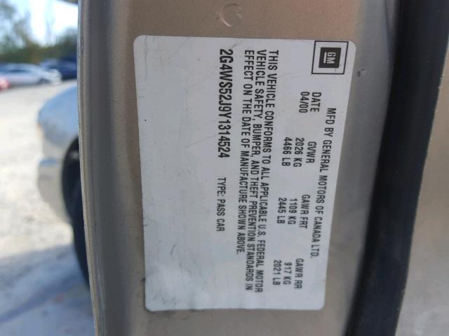 2G4WS52J9Y1314524 - 2000 BUICK CENTURY CU TAN photo 10