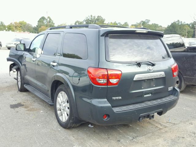 5TDZY67A68S012826 - 2008 TOYOTA SEQUOIA PL GREEN photo 3