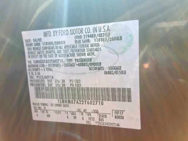 1LNHM87A22Y682710 - 2002 LINCOLN LS 灰色 照片 10