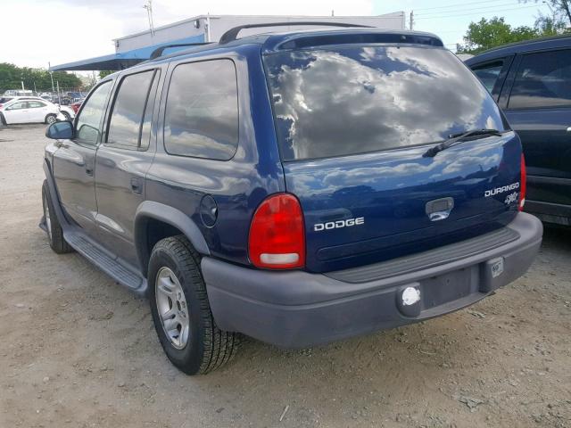 1D4HR38N23F584691 - 2003 DODGE DURANGO SP BLUE photo 3