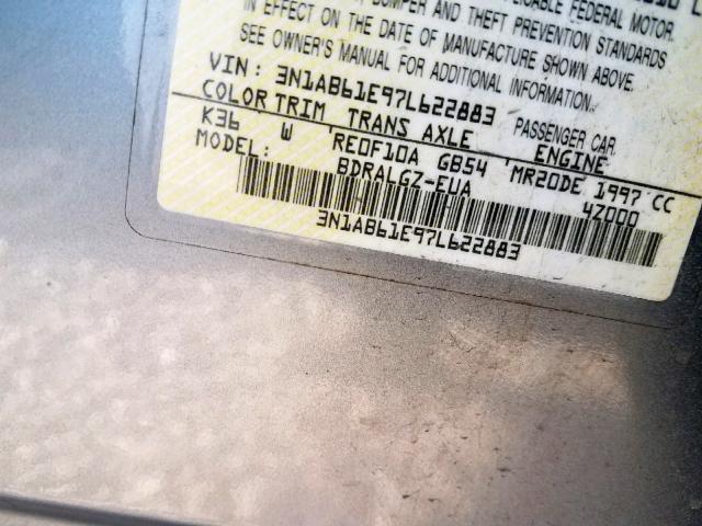 3N1AB61E97L622883 - 2007 NISSAN SENTRA 2.0 GRAY photo 10