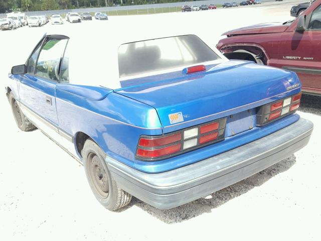 3B3XP45K7MT567943 - 1991 DODGE SHADOW BLUE photo 3