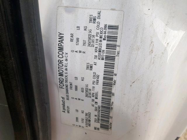 3FRWF65F47V423483 - 2007 FORD F650 SUPER WHITE photo 10