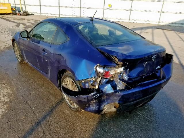 JF1ZNAA19D1717640 - 2013 TOYOTA SCION FR-S BLUE photo 3