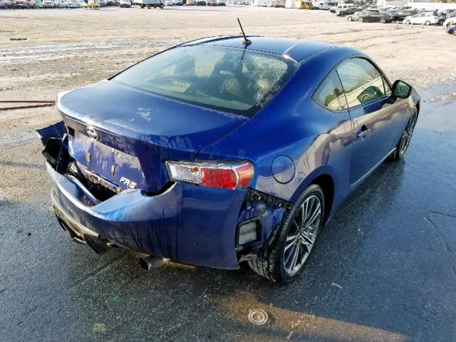 JF1ZNAA19D1717640 - 2013 TOYOTA SCION FR-S BLUE photo 4