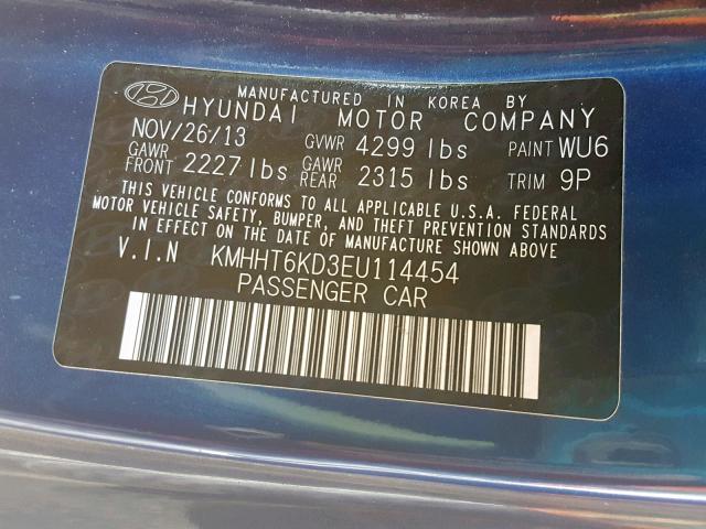 KMHHT6KD3EU114454 - 2014 HYUNDAI GENESIS CO BLUE photo 10