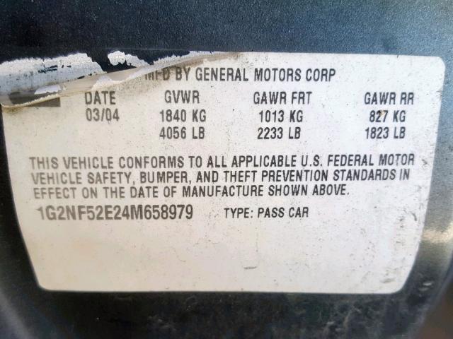 1G2NF52E24M658979 - 2004 PONTIAC GRAND AM S GRAY photo 10