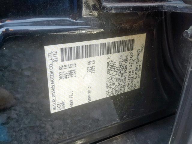 1N4BL2AP5CN510302 - 2012 NISSAN ALTIMA SR BLACK photo 10