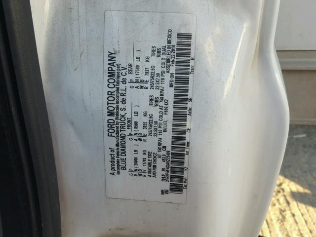 3FRNF6FAXAV275409 - 2010 FORD F650 SUPER WHITE photo 10