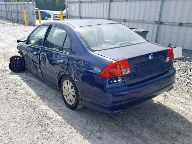 2HGES16504H607561 - 2004 HONDA CIVIC LX BLUE photo 3