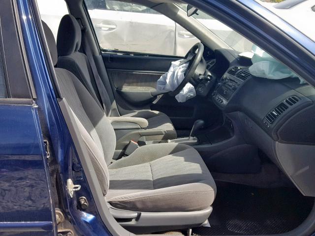 2HGES16504H607561 - 2004 HONDA CIVIC LX BLUE photo 5