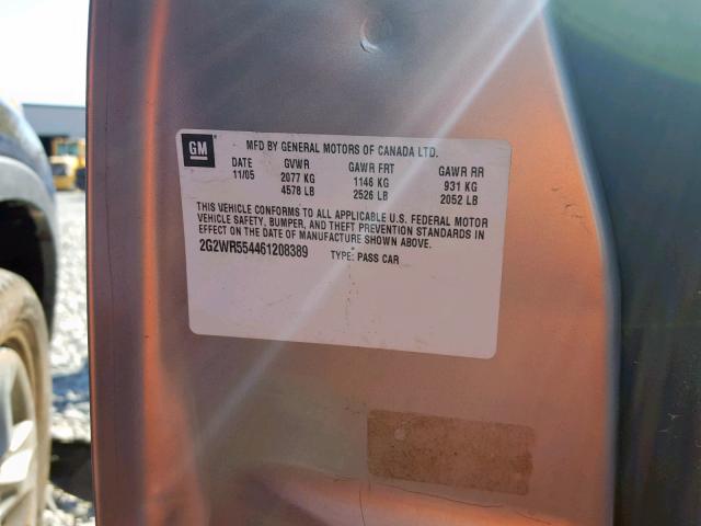 2G2WR554461208389 - 2006 PONTIAC GRAND PRIX SILVER photo 10