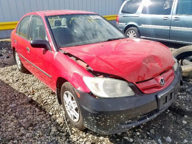 1HGES16305L001888 - 2005 HONDA CIVIC DX V RED photo 1