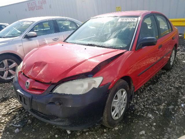 1HGES16305L001888 - 2005 HONDA CIVIC DX V RED photo 2