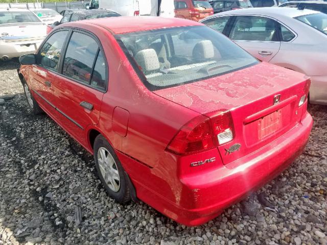 1HGES16305L001888 - 2005 HONDA CIVIC DX V RED photo 3