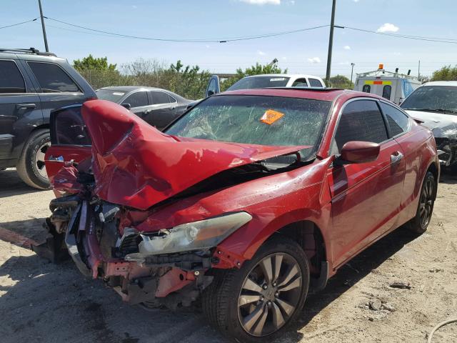 1HGCS12869A015174 - 2009 HONDA ACCORD EXL RED photo 2