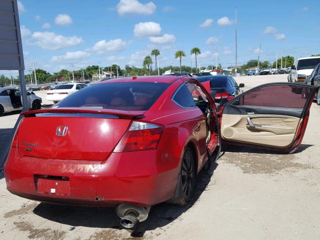 1HGCS12869A015174 - 2009 HONDA ACCORD EXL RED photo 4