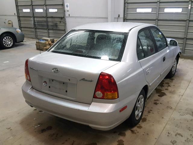 KMHCG45C13U497992 - 2003 HYUNDAI ACCENT GL SILVER photo 4