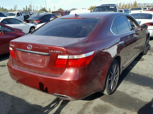 JTHGL46F885032362 - 2008 LEXUS LS 460L RED photo 4