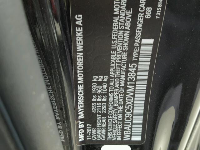 WBAUC9C5XDVM13845 - 2013 BMW 135 I BLACK photo 10