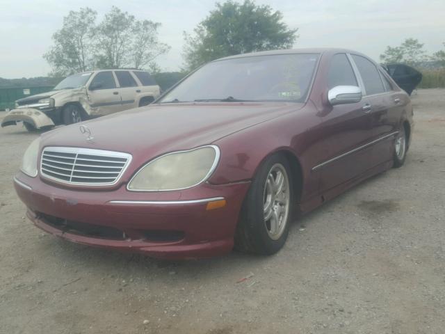 WDBNG75J61A184222 - 2001 MERCEDES-BENZ S 500 MAROON photo 2