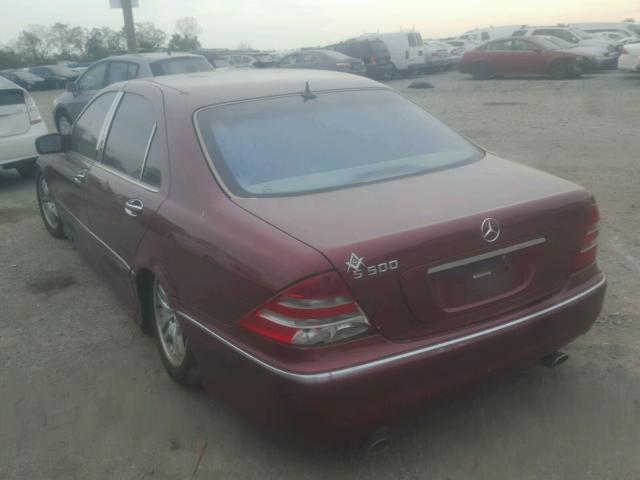 WDBNG75J61A184222 - 2001 MERCEDES-BENZ S 500 MAROON photo 3