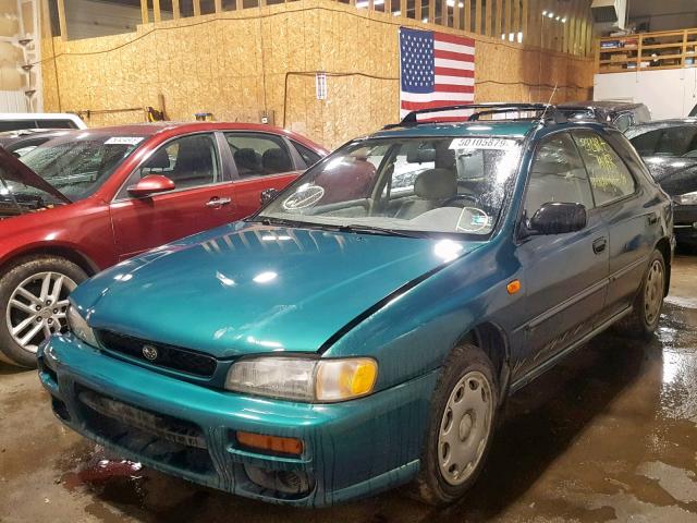 JF1GF435XWG814061 - 1998 SUBARU IMPREZA L GREEN photo 2