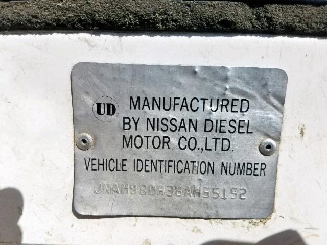 JNAMB80H36AH55152 - 2006 NISSAN DIESEL UD2000 WHITE photo 10