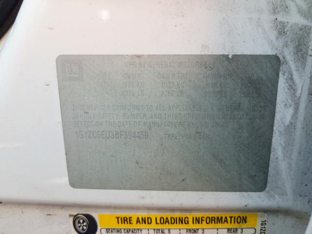 1G1ZC5EU3BF394450 - 2011 CHEVROLET MALIBU 1LT WHITE photo 10