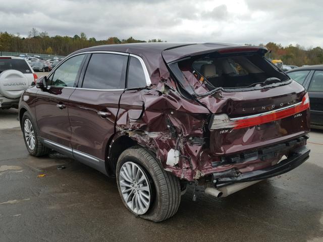 2LMPJ8KR9HBL46807 - 2017 LINCOLN MKX SELECT BURGUNDY photo 3