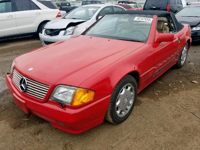 WDBFA67E8PF075384 - 1993 MERCEDES-BENZ 500 SL RED photo 2