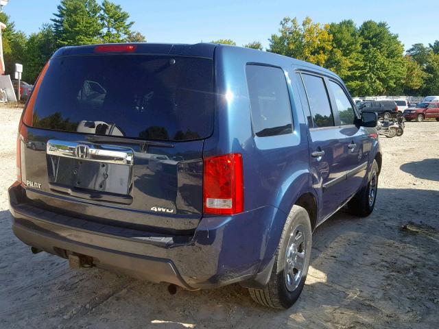 5FNYF4H2XBB022462 - 2011 HONDA PILOT LX BLUE photo 4