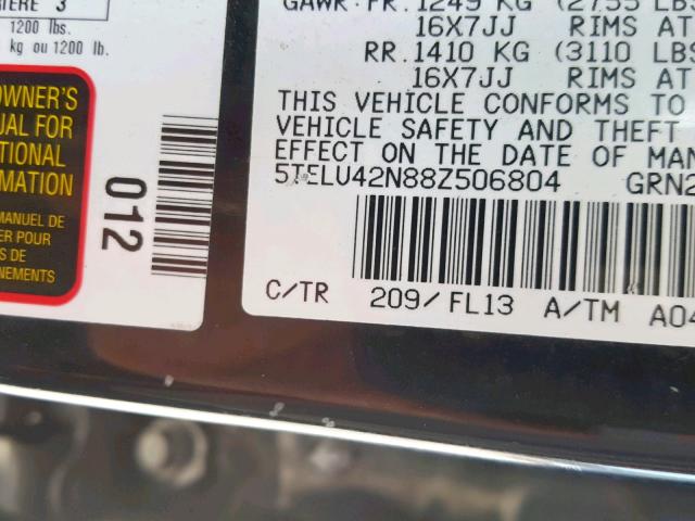 5TELU42N88Z506804 - 2008 TOYOTA TACOMA DOU 黑色 照片 10