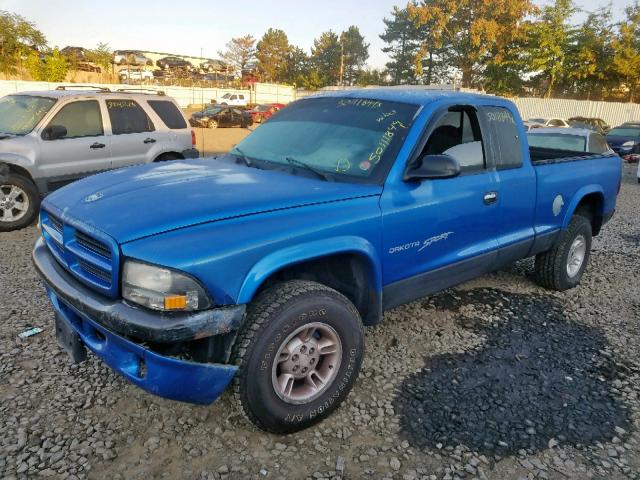 1B7GG22X9YS701989 - 2000 DODGE DAKOTA BLUE photo 2