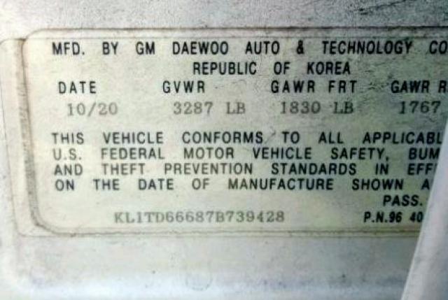 KL1TD66687B739428 - 2007 CHEVROLET AVEO BASE Ağ foto 10