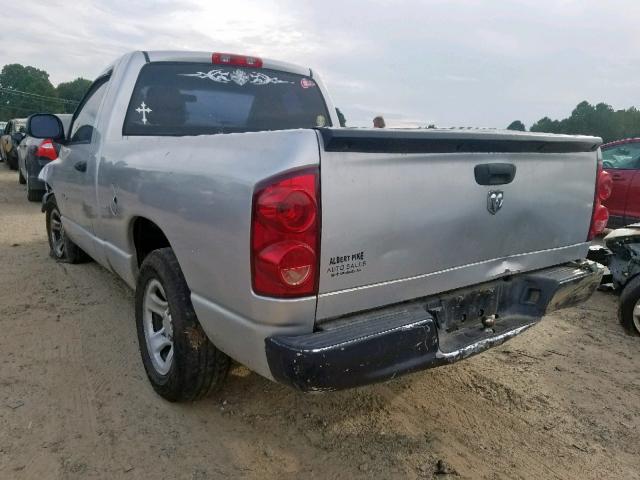 1D7HA16K17J519096 - 2007 DODGE RAM 1500 S SILVER photo 3