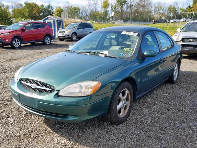 1FAFP55S9YA148866 - 2000 FORD TAURUS SES GREEN photo 2