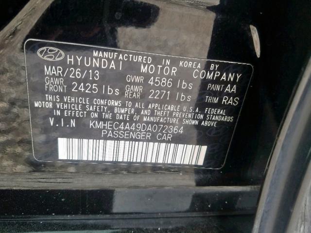 KMHEC4A49DA072364 - 2013 HYUNDAI SONATA HYB BLACK photo 10