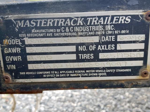 1C9AA2H144G099097 - 2004 UTILITY TRAILER BLACK photo 10